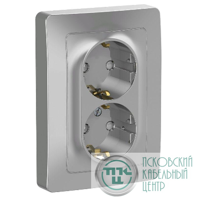 Розетка 2-м СП Blanca 16А IP20 250В с заземл. защ. шторки алюм. SE BLNRS001123
