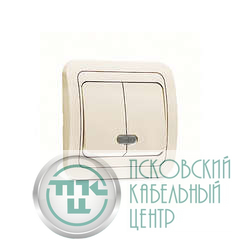 Выключатель 2-кл. СП Mimoza 10А IP20 с подсветкой крем./крем. Makel 25023