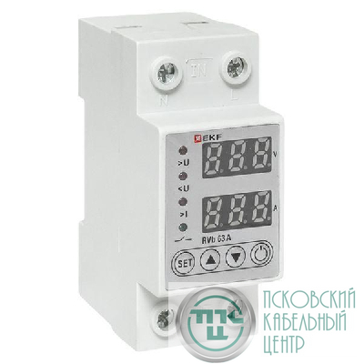 Реле напряжения и тока с дисп. RVb 63А EKF rvb-m63a