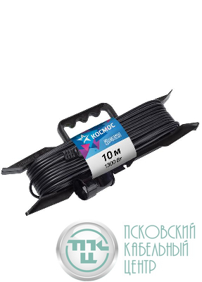 Удлинитель-шнур на рамке 1х10м 6А IP20 1.3кВт ПВС 2х0.75 КОСМОС YPKsm10m-1g(6A)