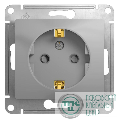 Розетка 1-м СП Glossa 16А IP20 с заземл. защ. шторки механизм алюм. SE GSL000345
