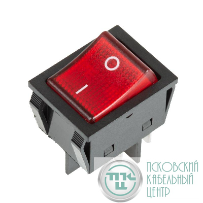 Выключатель клавишный 250В 25А (4с) ON-OFF красн. с подсветкой REXANT 36-2343