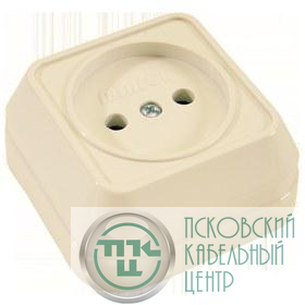 Розетка 1-м ОП 16А IP20 квадрат. без заземл. крем. Makel 45202