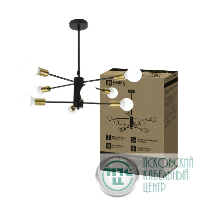 Светильник LOFT SPUTNIK-8E27-BLT 8хE27 потолочн. под лампу; латунь черн. IN HOME 4690612062716
