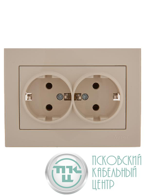 Розетка 2-м СП Rain с заземл. керамика крем. LEZARD 703-0303-127