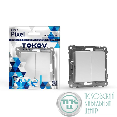 Выключатель 2-кл. СП Pixel 10А IP20 механизм бел. TOKOV ELECTRIC TKE-PX-V2-C01