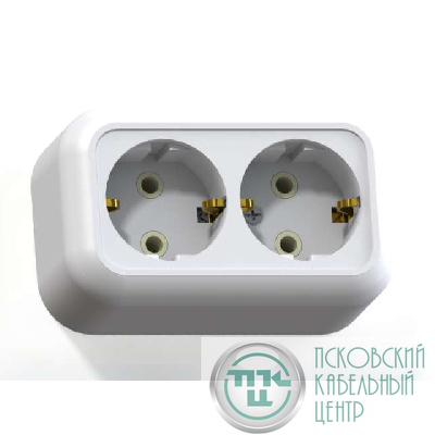 Розетка 2-м ОП Валентина РА16-826 16А IP20 с заземл. бел. Кунцево 5418
