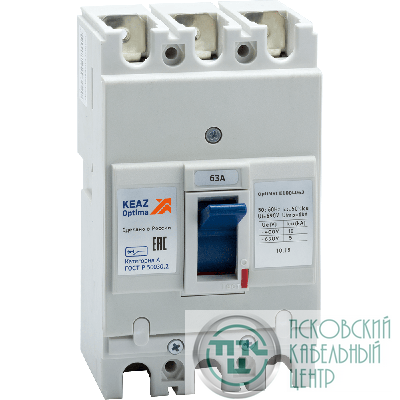 Выключатель автоматический 3п 63А 10кА OptiMat E100L063 УХЛ3 КЭАЗ 100006