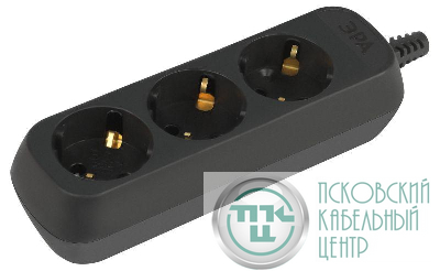 Колодка удлинителя 3-м с заземл. черн. KX-3e-B Эра Б0061718