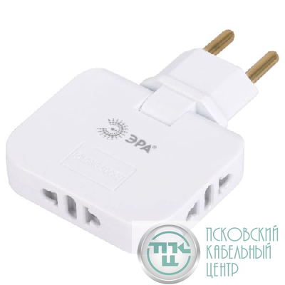 Разветвитель электрический 3-м 10А SPF-3-FL поворотн. бел. Эра Б0069088