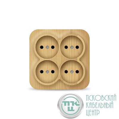 Розетка 4-м ОП 10А IP20 квадрат. без заземл. сосна IONICH 1458