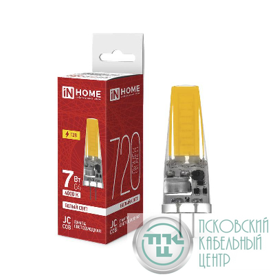 Лампа светодиодная LED-JC-COB 7Вт 12В G4 4000К 720лм IN HOME 4690612060286