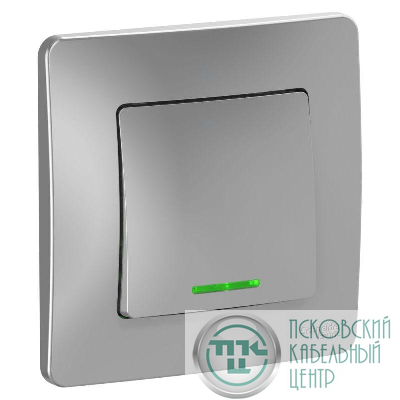 Выключатель 1-кл. СП Blanca 10А IP20 (сх. 1) 250В с подсветкой алюм. SE BLNVS010113