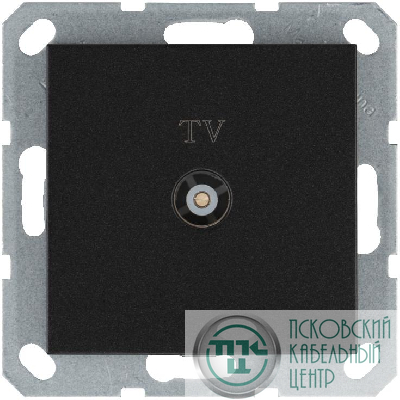 Розетка телевизионная проходная TV Ф9.5мм механизм антрацит Jasmart G6002B