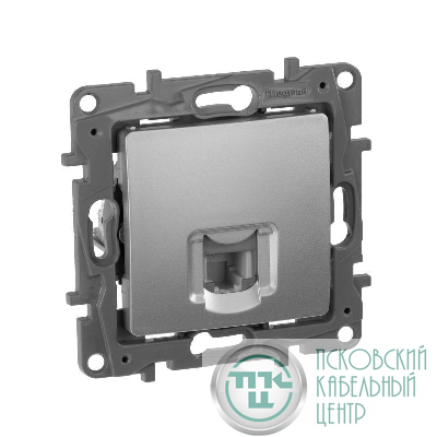 Розетка телефонная 1-м СП Etika RJ11 механизм алюм. IEK 672440