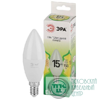 Лампа светодиодная GREEN LINE B35-15W-830-E14 GL 15Вт свеча 3000К свет тепл. E14 Эра Б0067130