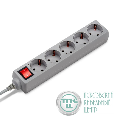 Удлинитель с сетевым фильтром 5х5м с заземл. 7А IP20 500SL-5-G 1.5кВт CCA сер. BURO 354127