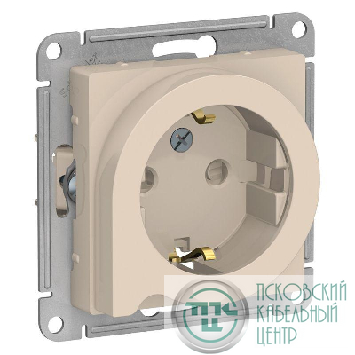 Розетка 1-м СП AtlasDesign 16А IP20 с заземл. защ. шторки с выталк. вилки механизм беж. SE ATN000247