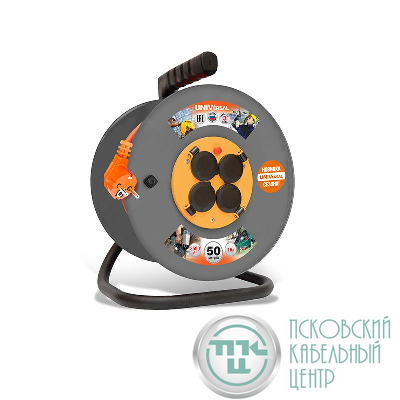 Удлинитель на катушке 4х50м с заземл. 16А IP44 ВЕМ-250 ПВС 3х2.5 термозащита UNIVersal 9634209