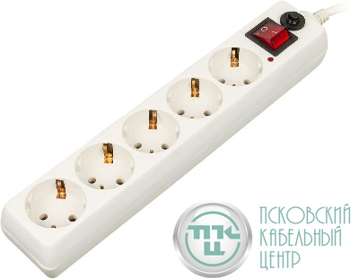 Удлинитель с сетевым фильтром 5х3м с заземл. 10А IP20 500SH-3-W 2.2кВт CCA бел. BURO 992290