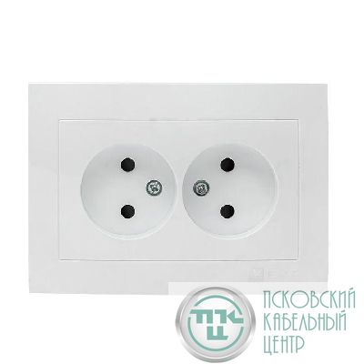 Розетка 2-м СП Валенсия 10А IP20 без заземл. защ. шторки бел. PROxima EKF EWR10-102-10