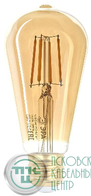 Лампа F-LED ST64-7W-824-E27 gold (филамент зол. 7Вт тепл. E27) (20/960) ЭРА Б0047664
