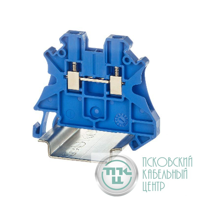 Клемма проходная винтовой зажим 2 точки подключения 2.5кв.мм син. DKC TUR-2.5-BU