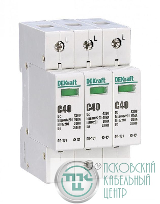 Ограничитель перенапряжения ОП-101 3п 40кА C 420В DEKraft 18017DEK