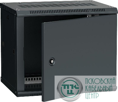 Шкаф 19 дюйм LINEA W 9U 600х450мм настен. метал. дверь RAL9005 ITK LWR5-09U64-MF