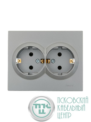 Розетка 2-м СП VESNA с заземл. ПБТ платина LEZARD 742-3500-127B