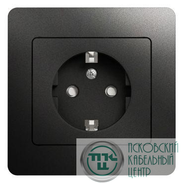 Розетка 1-м СП 1мод. Glossa 16А IP20 с заземл. защ. шторки в сборе антрацит SE GSL000744