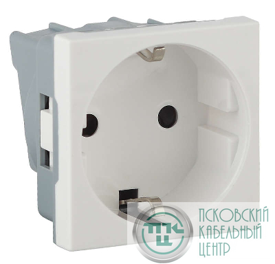 Розетка 1-м 16А IP20 45х45 с заземл. защ. шторки бел. Ruvinil АДЛ 13-900