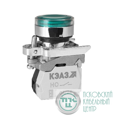 Кнопка КМЕ 4610мЛС 220В 1но+0нз цилиндр индикатор IP65 зел. КЭАЗ 248259