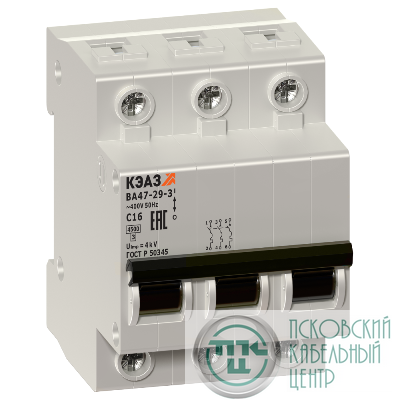 Выключатель автоматический модульный 3п C 20А 4.5кА ВА47-29-3C20-УХЛ3 КЭАЗ 231632