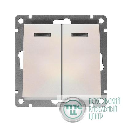 Выключатель 2-кл. СП Афина 10А IP20 с подсветкой механизм жемчуж. Universal A0123-OBr