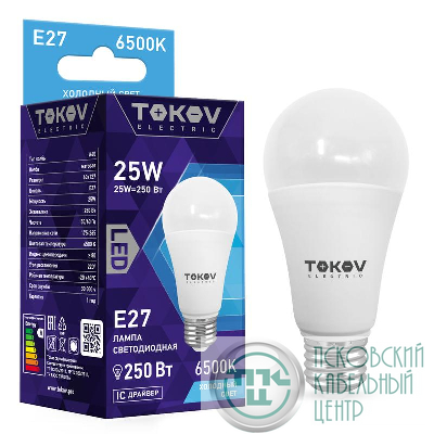 Лампа светодиодная 25Вт А60 6500К Е27 176-264В TOKOV ELECTRIC TKE-A60-E27-25-6.5K