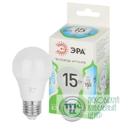 Лампа светодиодная GREEN LINE A60-15W-840-E27 GL 15Вт груша 4000К яркий свет бел. E27 Эра Б0067128