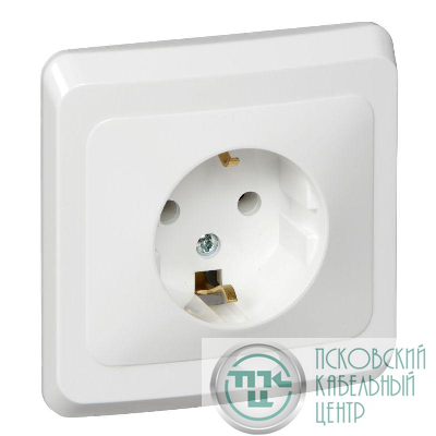 Розетка 1-м СП Этюд 16А IP20 250В с заземл. без защ. шторок бел. SE PC16-003B