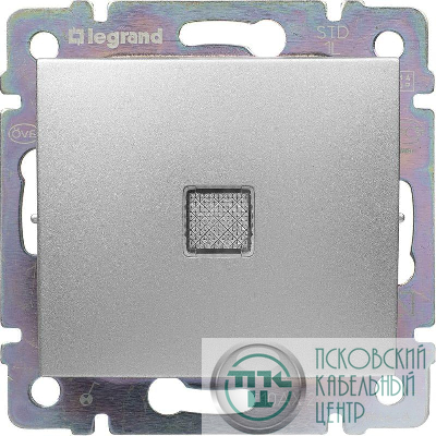 Переключатель проходной 1-кл. СП Valena 10А IP31 250В с подсветкой механизм алюм. Leg 770126