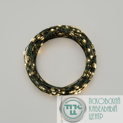 Гирлянда светодиодная "Роса" 50м 500LED тепл. бел. IP20 230В с контроллером провод зел. Neon-Night 303-286