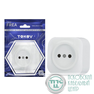 Розетка 1-м ОП Frea 16А IP20 250В без заземл. АБС-пластик бел. TOKOV ELECTRIC TKE-FR-R1-C01
