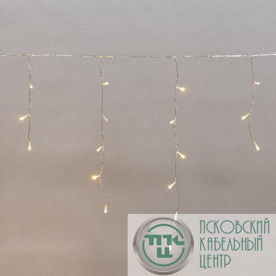 Гирлянда светодиодная "Айсикл" (бахрома) 5х0.6м 112LED тепл. бел. 3.4Вт 230В IP44 эффект мерцания провод прозр. Neon-Night 255-526