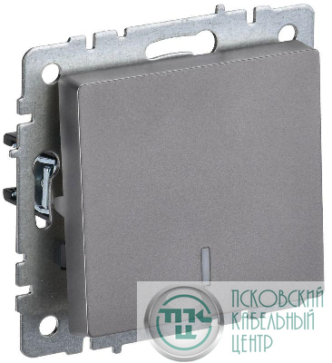 Выключатель 1-кл. СП BRITE ВС10-1-1-БрС 10А с индик. механизм сталь IEK BR-V10-1-10-K46