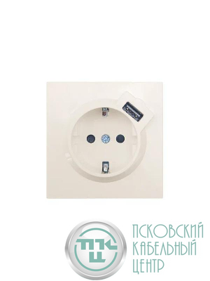 Розетка 1-мест. с/з+USB разъем СП ZIMA IP20 слон. кость LEZARD 704-9088-181