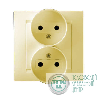Розетка 2-м СП Simon15 16А IP20 250В без заземл. винт. клеммы сл. кость Simon 1590457-031