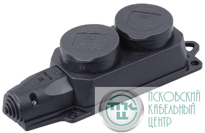 Колодка удлинителя 2-м 16А IP44 Омега РБ32-1-0м с защ. крышкой каучук IEK PKR62-016-2-K02