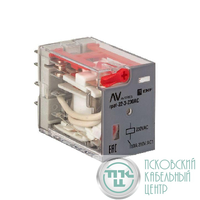 Реле промежуточное RPAt 22/3 10А 230В AC с кнопкой и мех. индикацией AVERES EKF rpat-22-3-230AC
