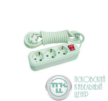 Удлинитель 3х5м с заземл. 16А IP20 с выкл. пластик. Makel MGP214