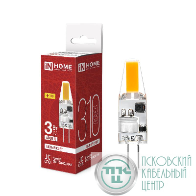 Лампа светодиодная LED-JC-COB 3Вт 12В G4 4000К 310лм IN HOME 4690612060231