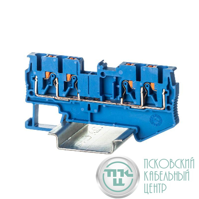 Клемма проходная зажим push-in 4 точки подключения 2.5кв.мм син. DKC VPR-2.5-QUATTRO-BU
